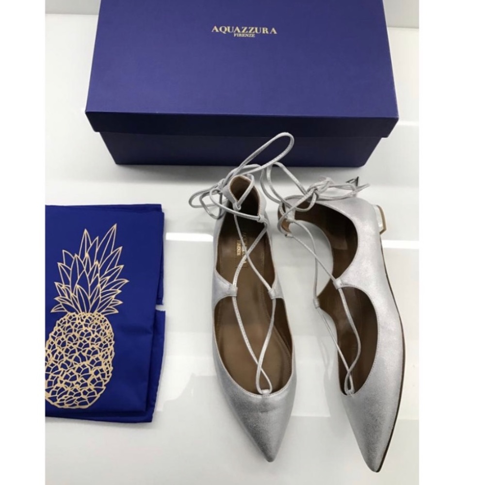 Sliver aquazzura flats